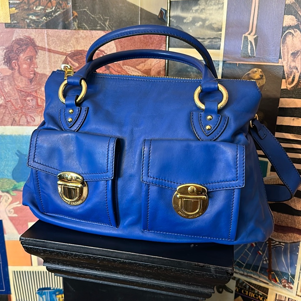 Timeless Marc Jacobs BLUE Handbag with GOLD Hardware